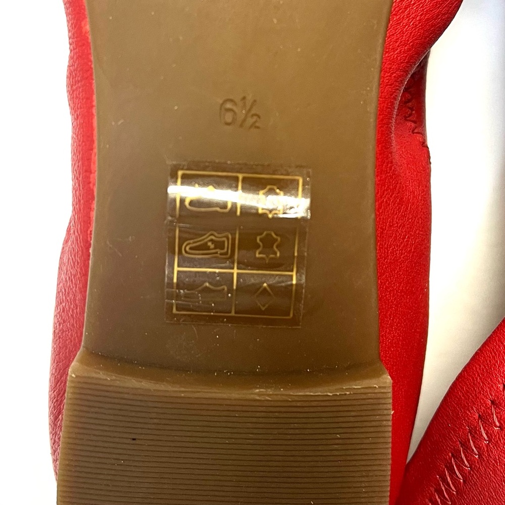 Tory Burch Benton 2 Red Leather Travel Ballet Flats - Sz 6.5 - Picture 10 of 10